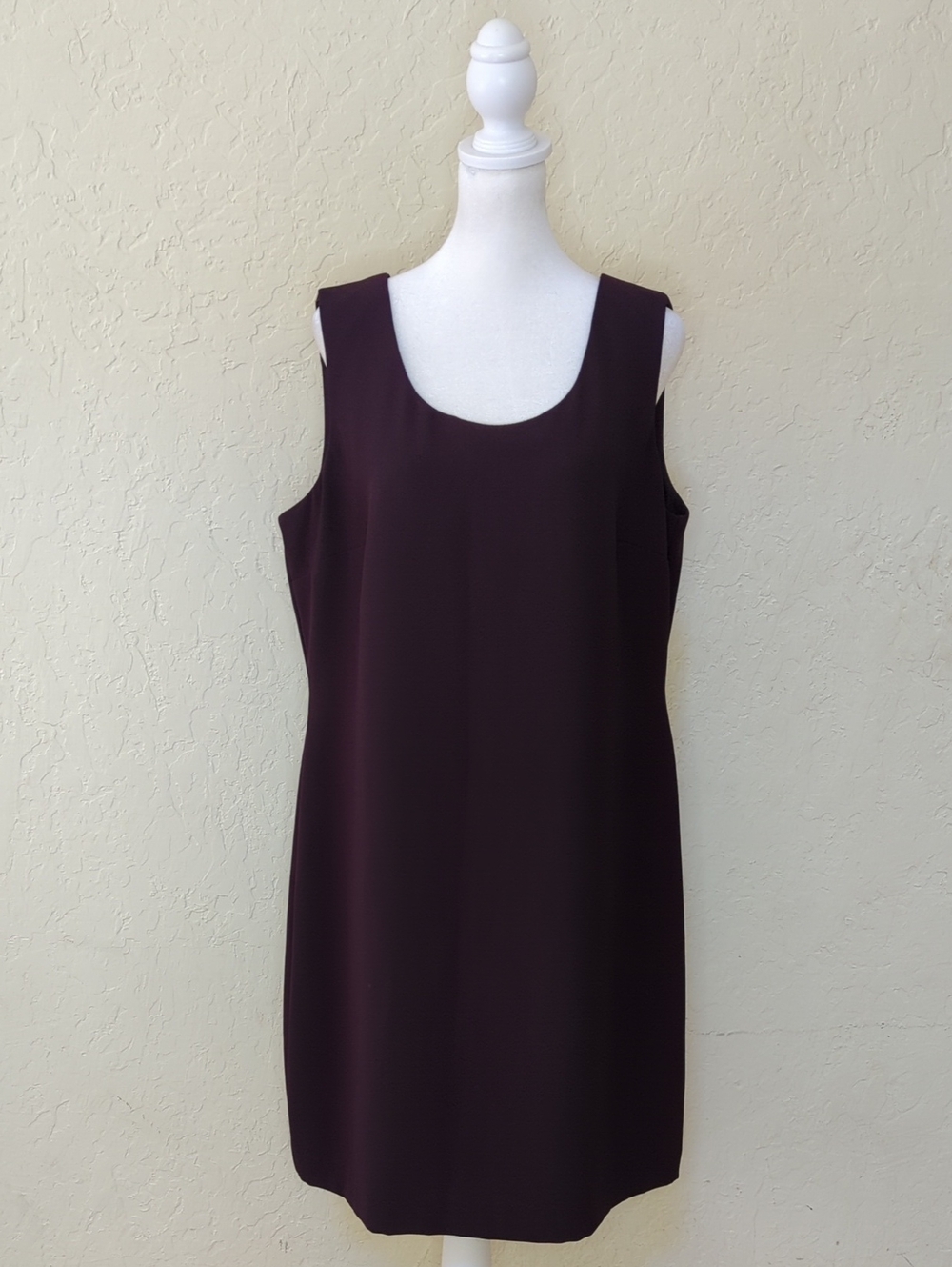 Vintage 90s Cartise International Plum Minimalist Scoop Neck Shift Dress XL*